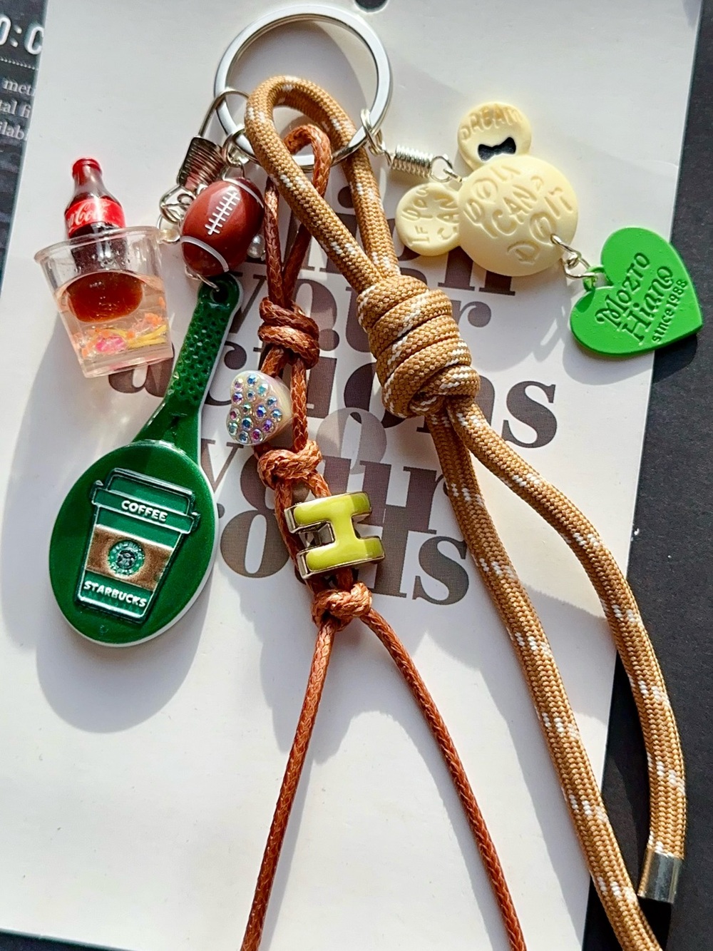 Starbucks Coffee Tennis Racket Bag Charm Keyring & coke miniature Tassel